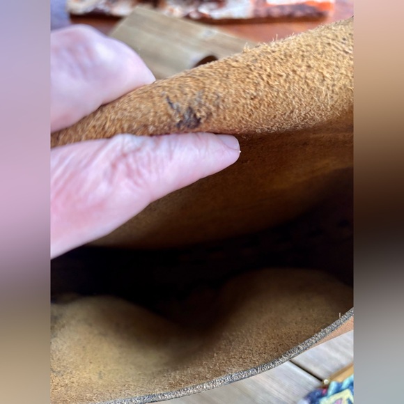 Vintage Brown Leather Hippie Bag with NWT Kantha Coin  Purse - Picture 6 of 15